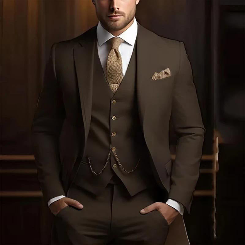 Men's High-grade Gentleman Temperament Slim Suit Three-piece Suit - cas7m