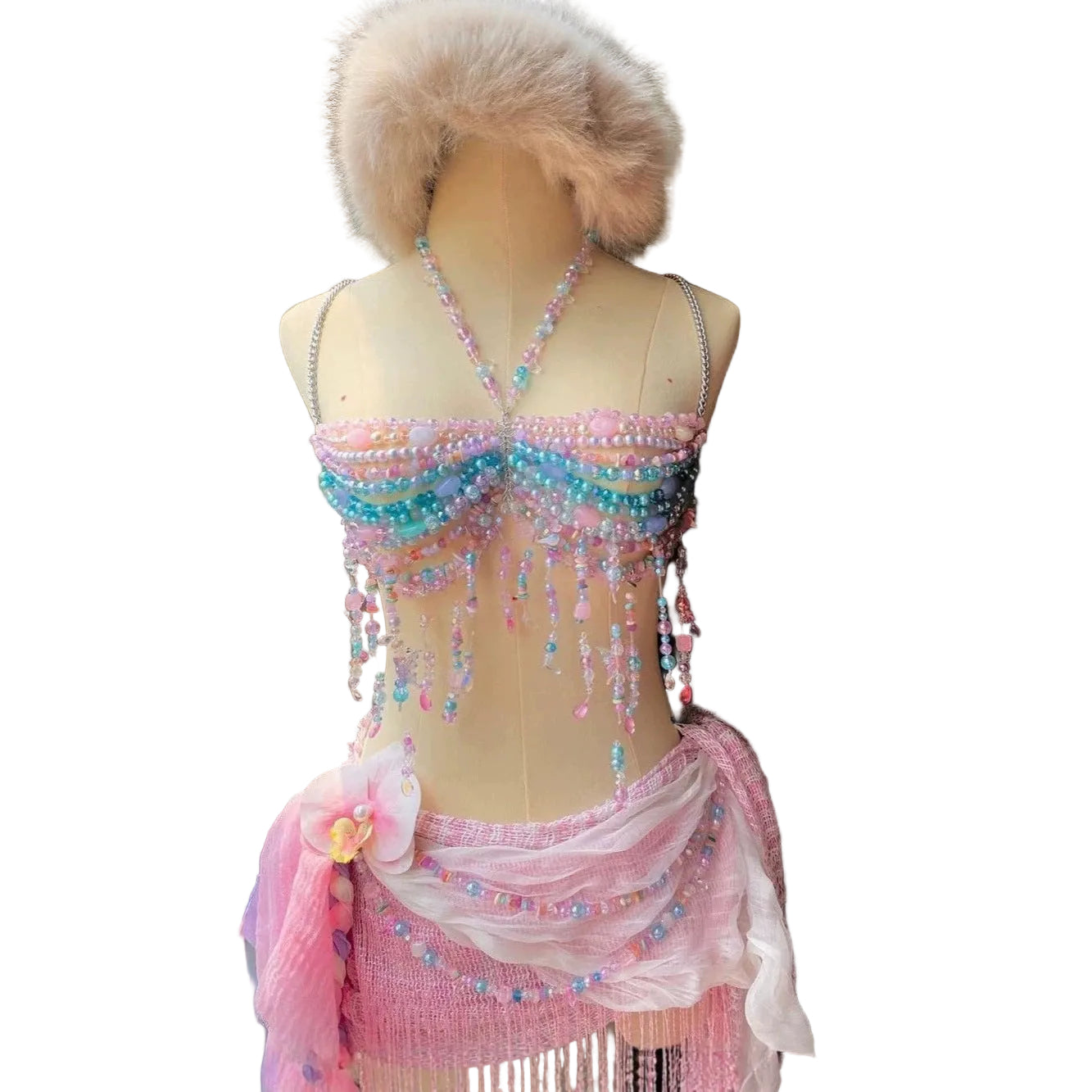 Multi-layer Colorful Bead Choker Versatile Vest Body Chain - cas7m