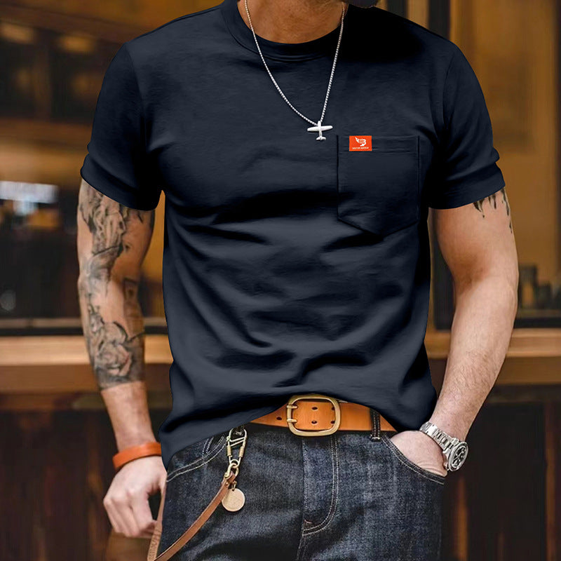 Plus Size Solid Color T-shirt Trendy Casual Short Sleeve Men - cas7m