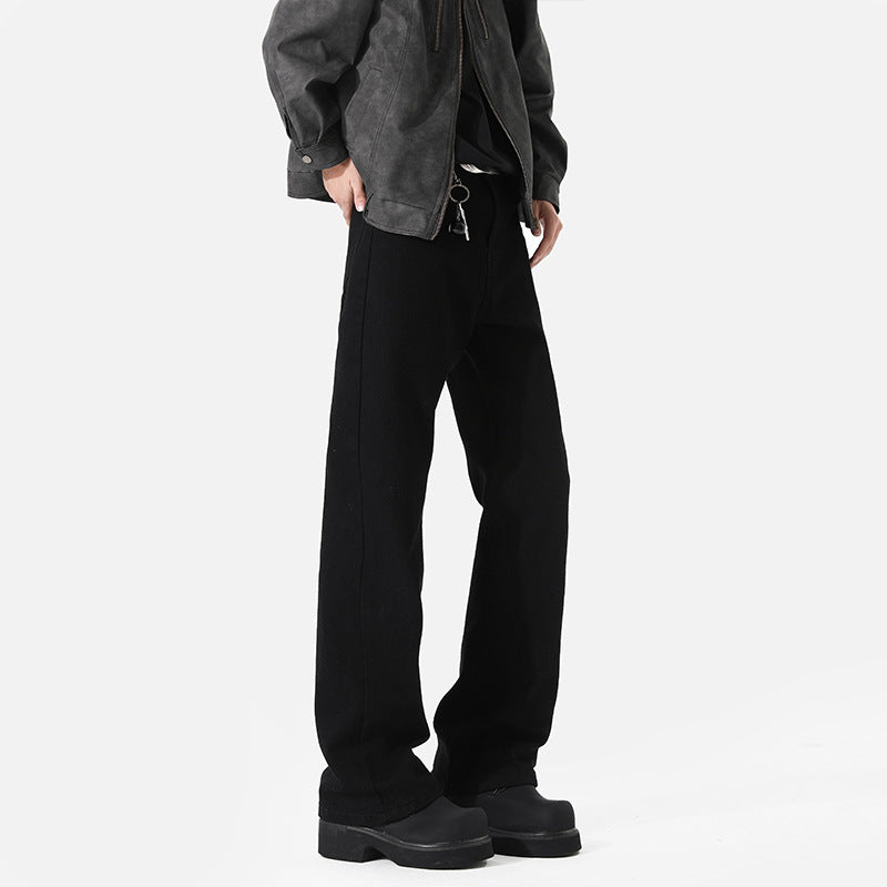 Spring And Autumn Elastic Black Bootcut Denim Jeans - cas7m