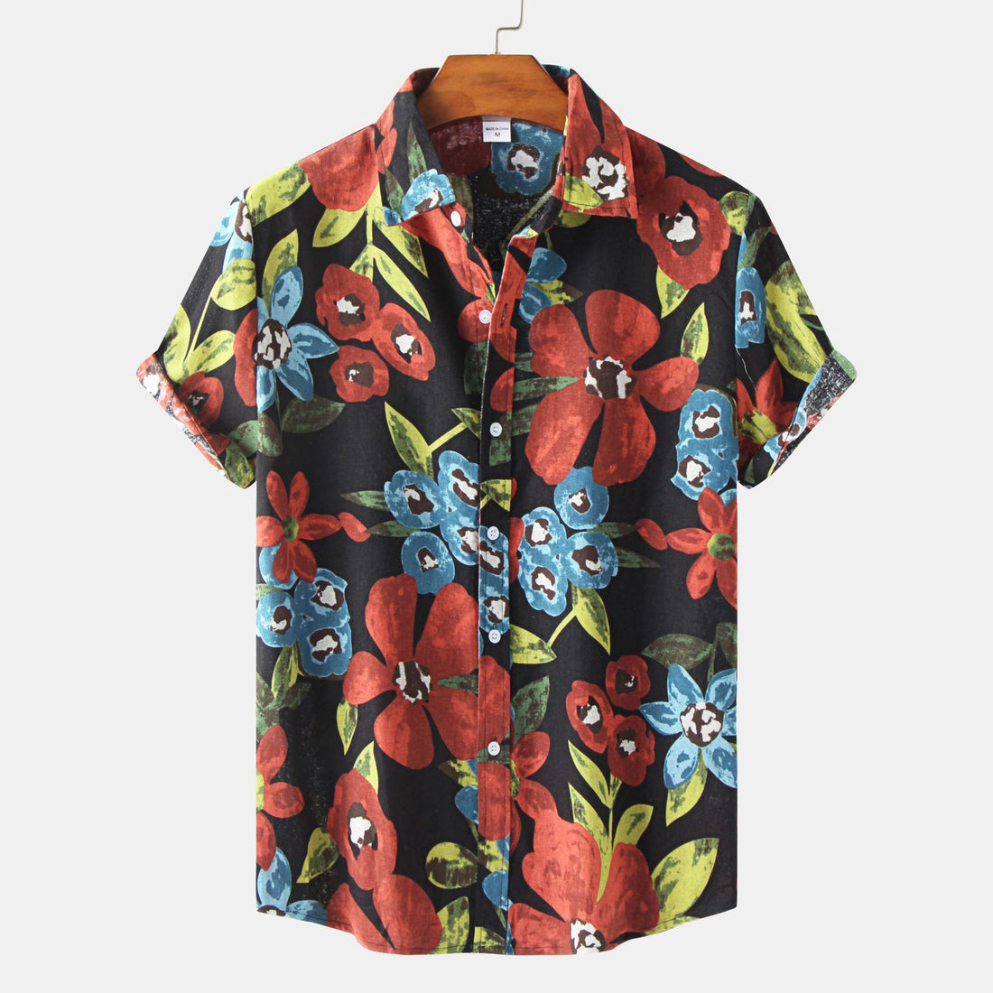 Casual Men's Cotton And Linen Short Sleeve Shirt Hawaiian Short Sleeve Printed Shirt Men - cas7m