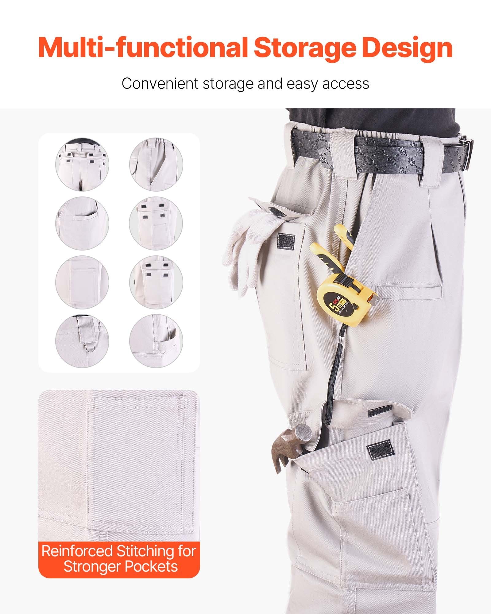 Men’s Flame-Resistant Cotton Work Pants with Utility Pockets - cas7m