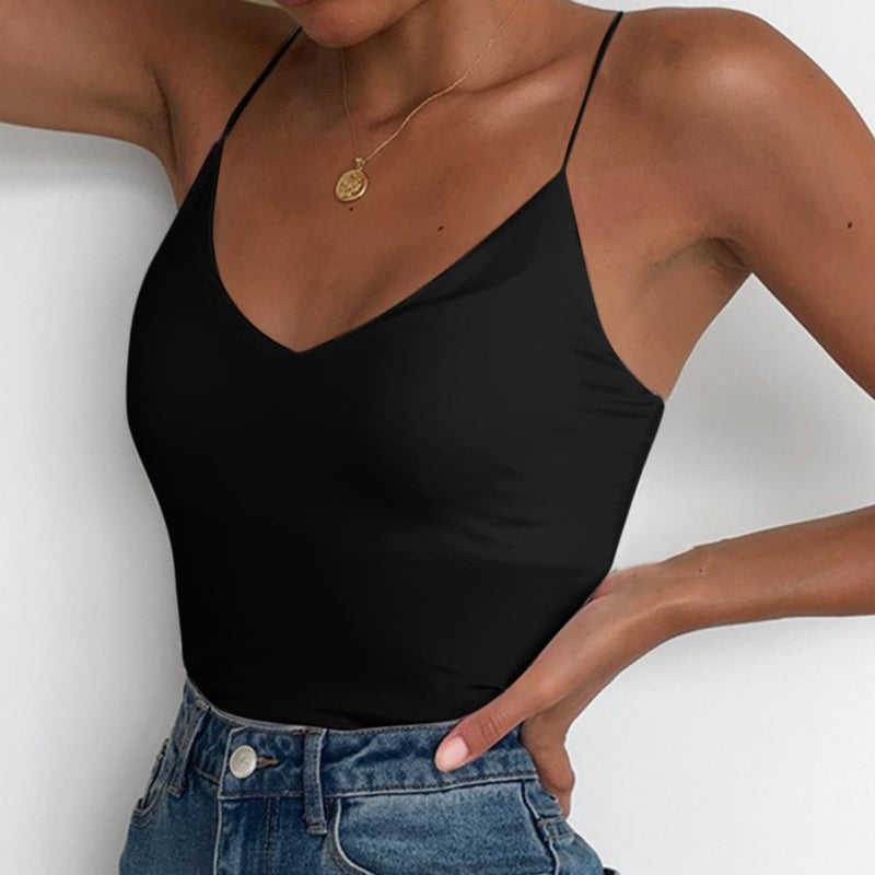 Satin Women Thin Wild Solid Camis Vest Women Tank Tops - cas7m