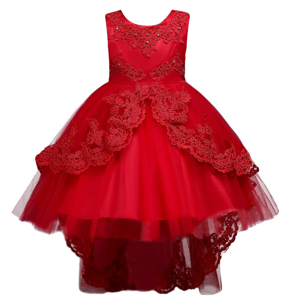 Elegant Girls Red High-Low Lace Gown 5-6 Years