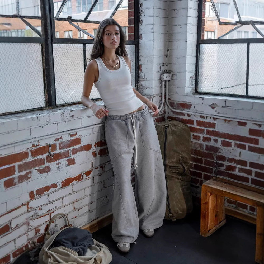 Sweatpants Embroidered Men's And Women's Wide-leg Pants Loose Casual Pants - cas7m