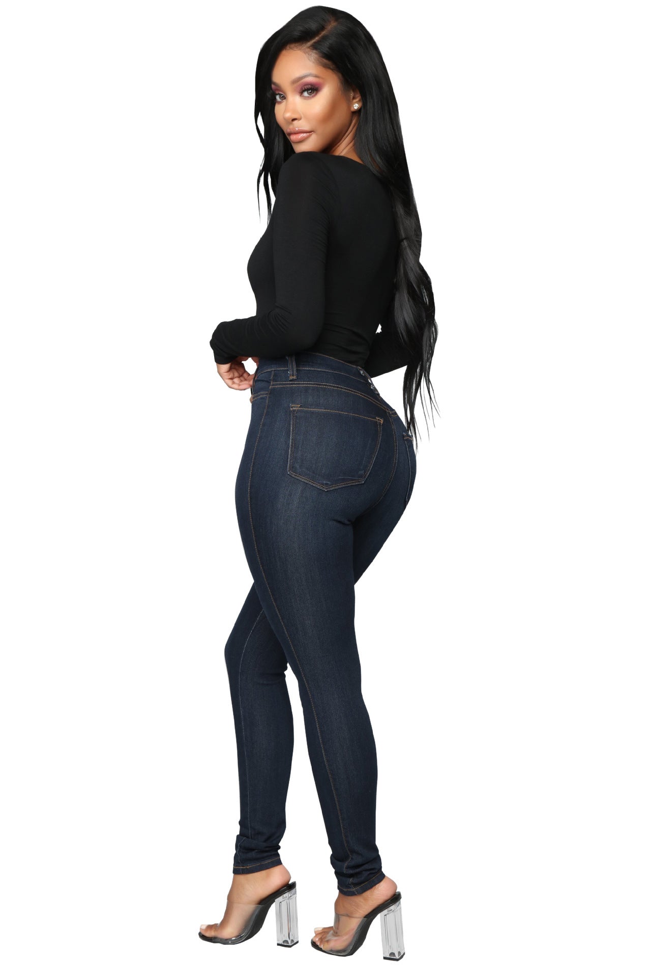 High waist women's jeans - cas7m