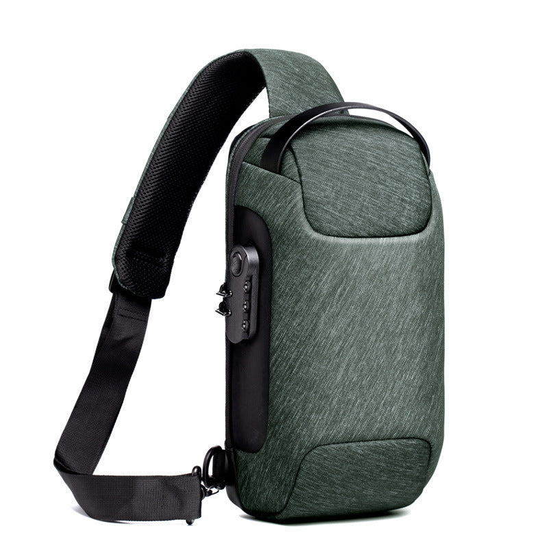 Waterproof USB Anti-theft Bag Men Oxford Crossbody Shoulder Bag Sling Multifunction Short Travel Messenger Chest Pack - cas7m
