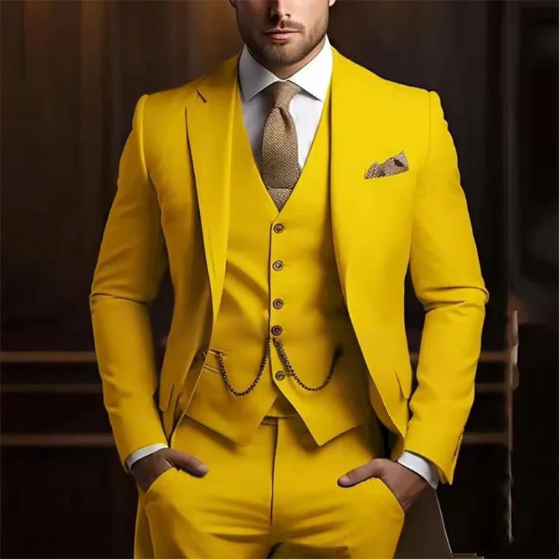 Men's High-grade Gentleman Temperament Slim Suit Three-piece Suit - cas7m