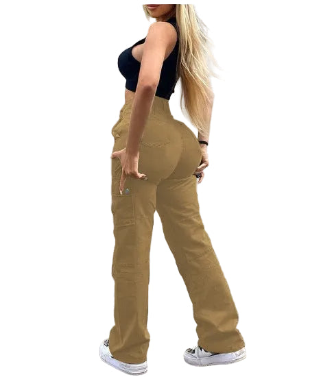 High Quality European And American New Hip Pants High Waist Multi-pocket Workwear Fashion Stretch Street Trend Trendy Women's Pants - cas7m