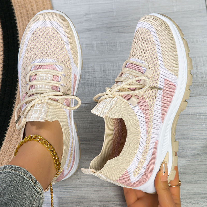 Women's Sporty Flyknit Mesh Shoes Low-cut Lightweight Casual And Versatile - cas7m