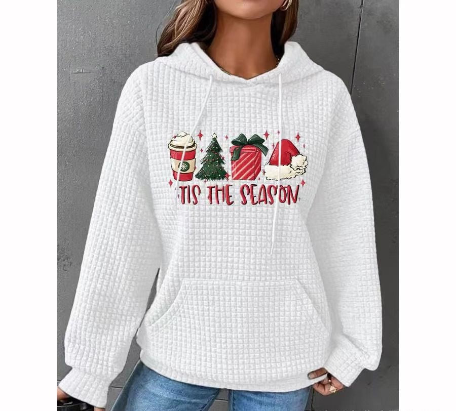 Waffle Hoodie Winter New Hooded Dog Printed Sweater Women - cas7m