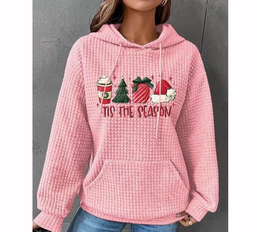 Waffle Hoodie Winter New Hooded Dog Printed Sweater Women - cas7m