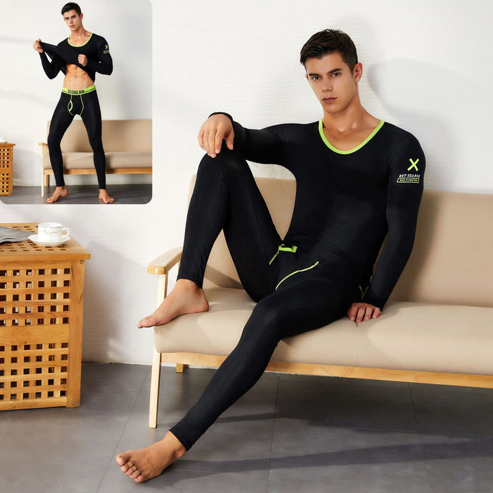 Men's Pure Cotton Thermal Underwear Suit Basic Long Johns - cas7m