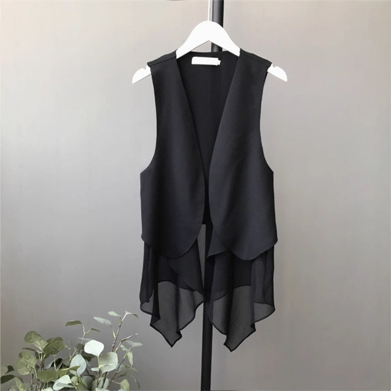 Korean-style Sleeveless Irregular Chiffon Vest Womens - cas7m