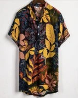 Slim shirt men contrast color printing shirt men - cas7m