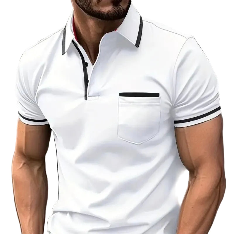 Summer Polo Shirt Button Pocket Men's Sports Polo Shirt - cas7m