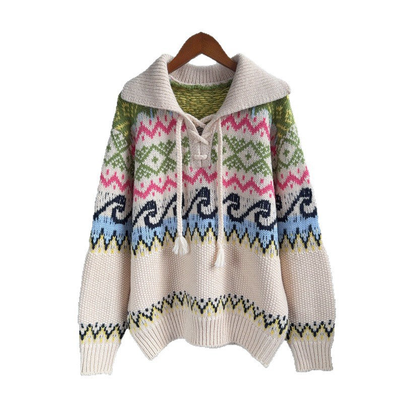 Loose fitting pullover sweater for women
