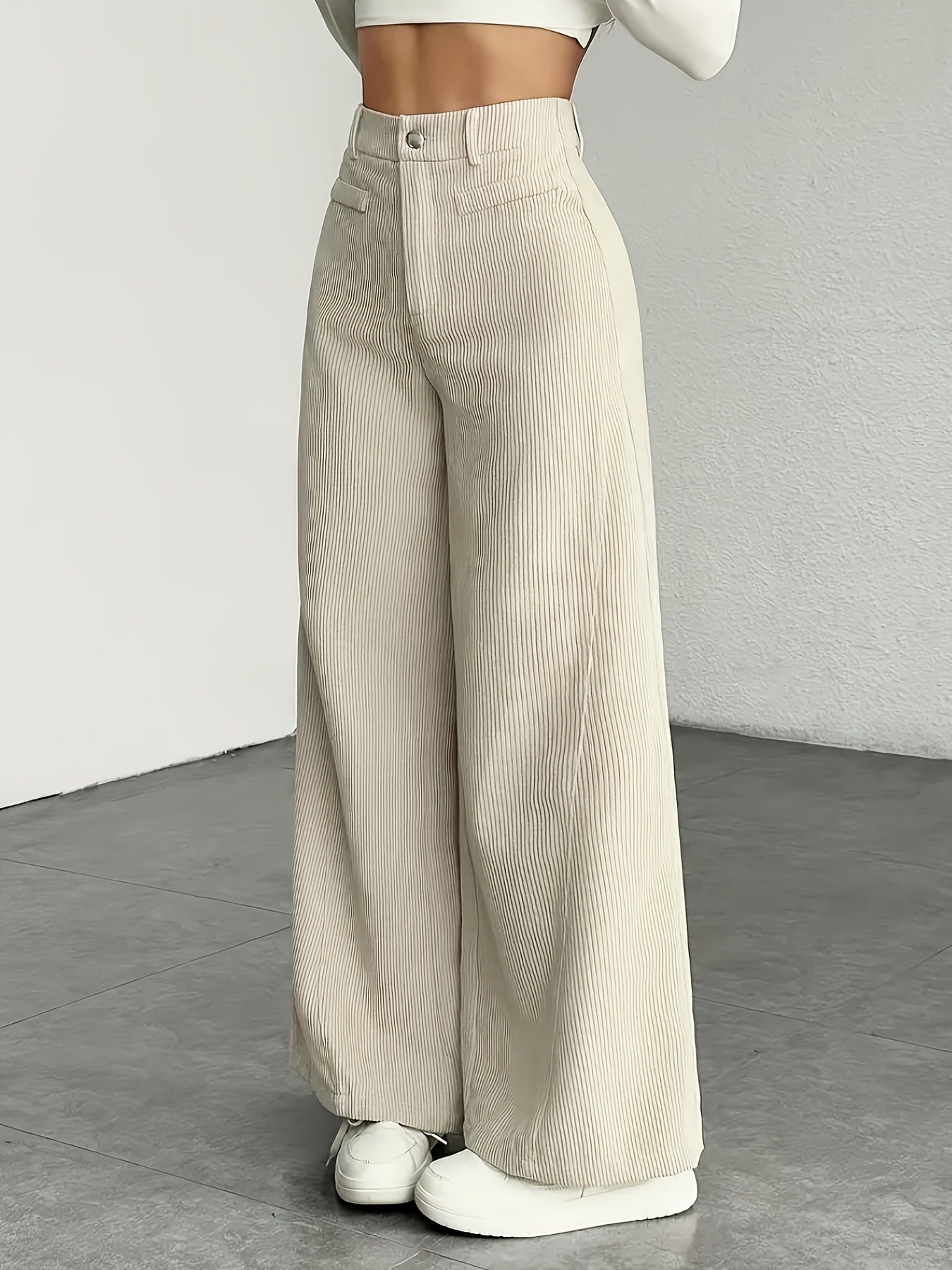 High Waist Wide Leg Pants With Vertical Stripes Straight Mopping Pants Commuter's All-matching - cas7m