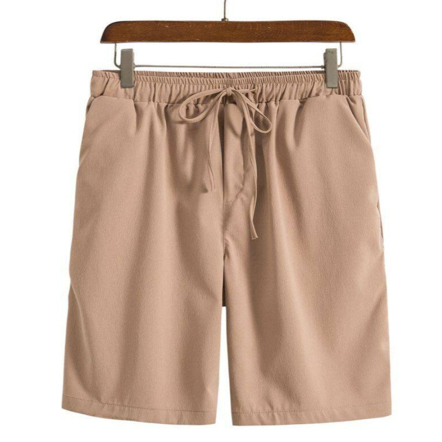 Cotton-linen Shorts Japanese-style Solid-color Casual Drawstring Beach Pants For Men - cas7m