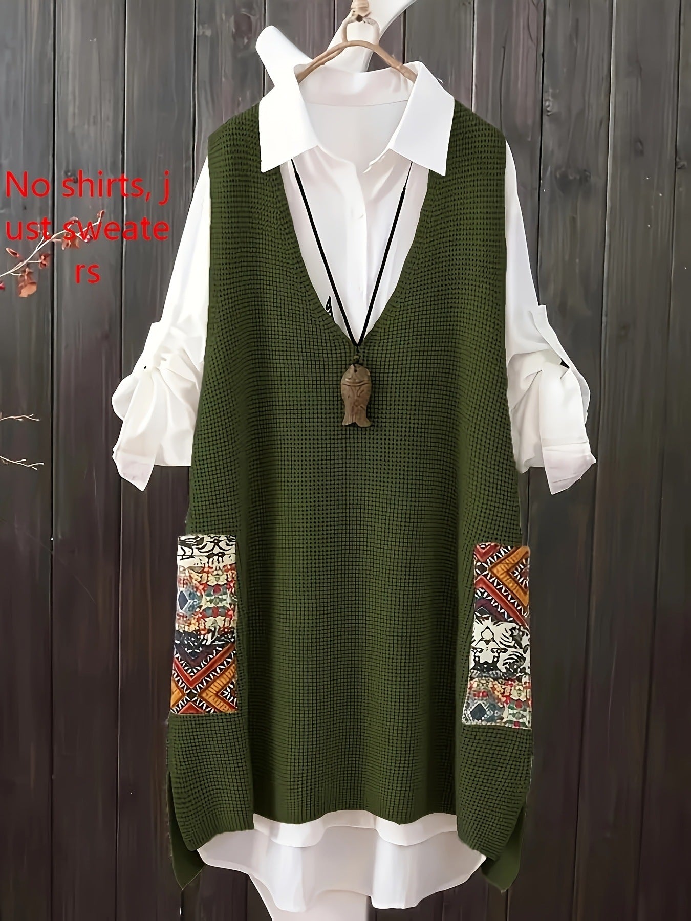 Women's Knitted Vest Loose V-neck - cas7m