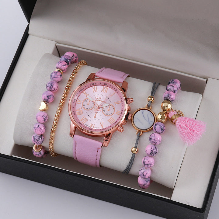 Ladies Graduated Belt Watch Jewelry Set - cas7m