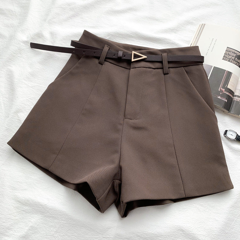 Fashion Versatile High Waist Slim Suit Shorts - cas7m