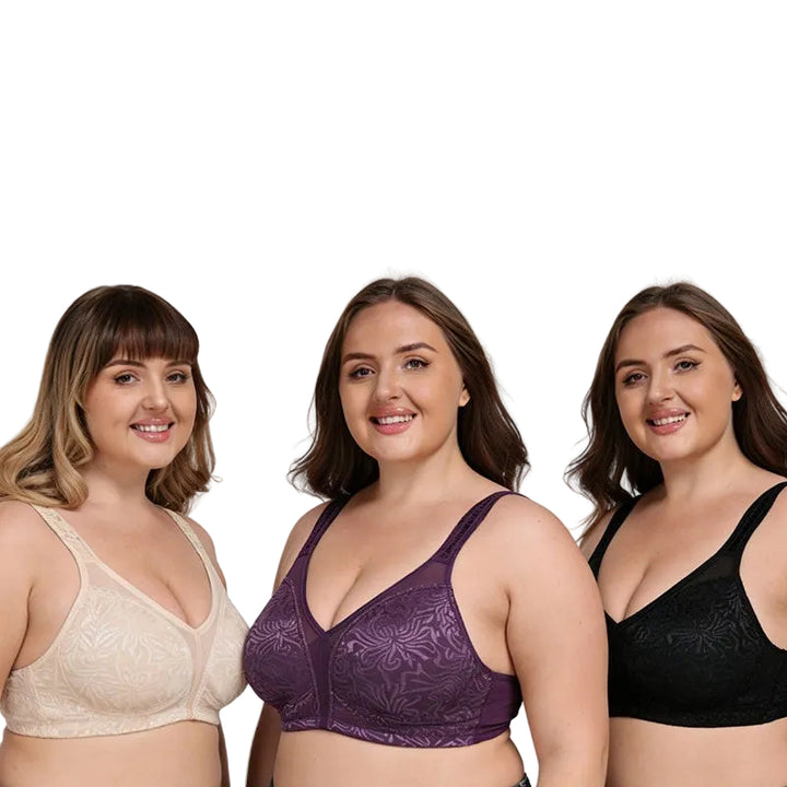 Embroidered Full-Cup Plus-Size Ultra-Thin Wireless Bra For Women - cas7m