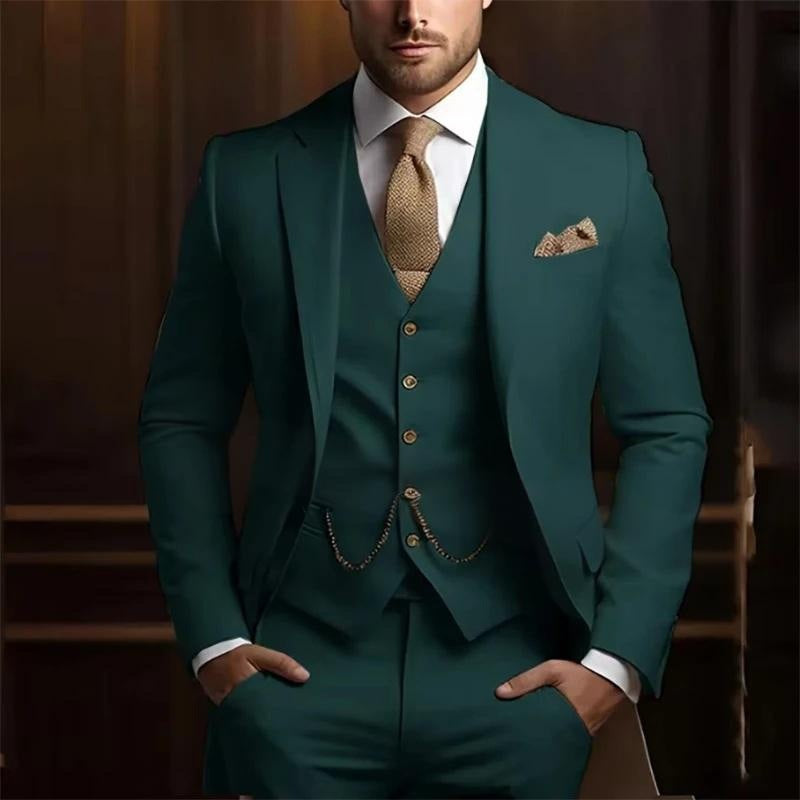 Men's High-grade Gentleman Temperament Slim Suit Three-piece Suit - cas7m