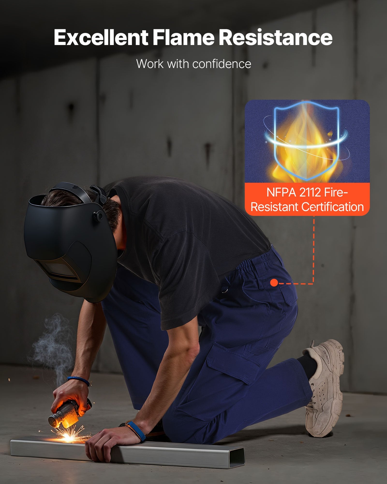 Men's Flame-Resistant Cotton Work Pants with Ergonomic Fit & Pockets - cas7m