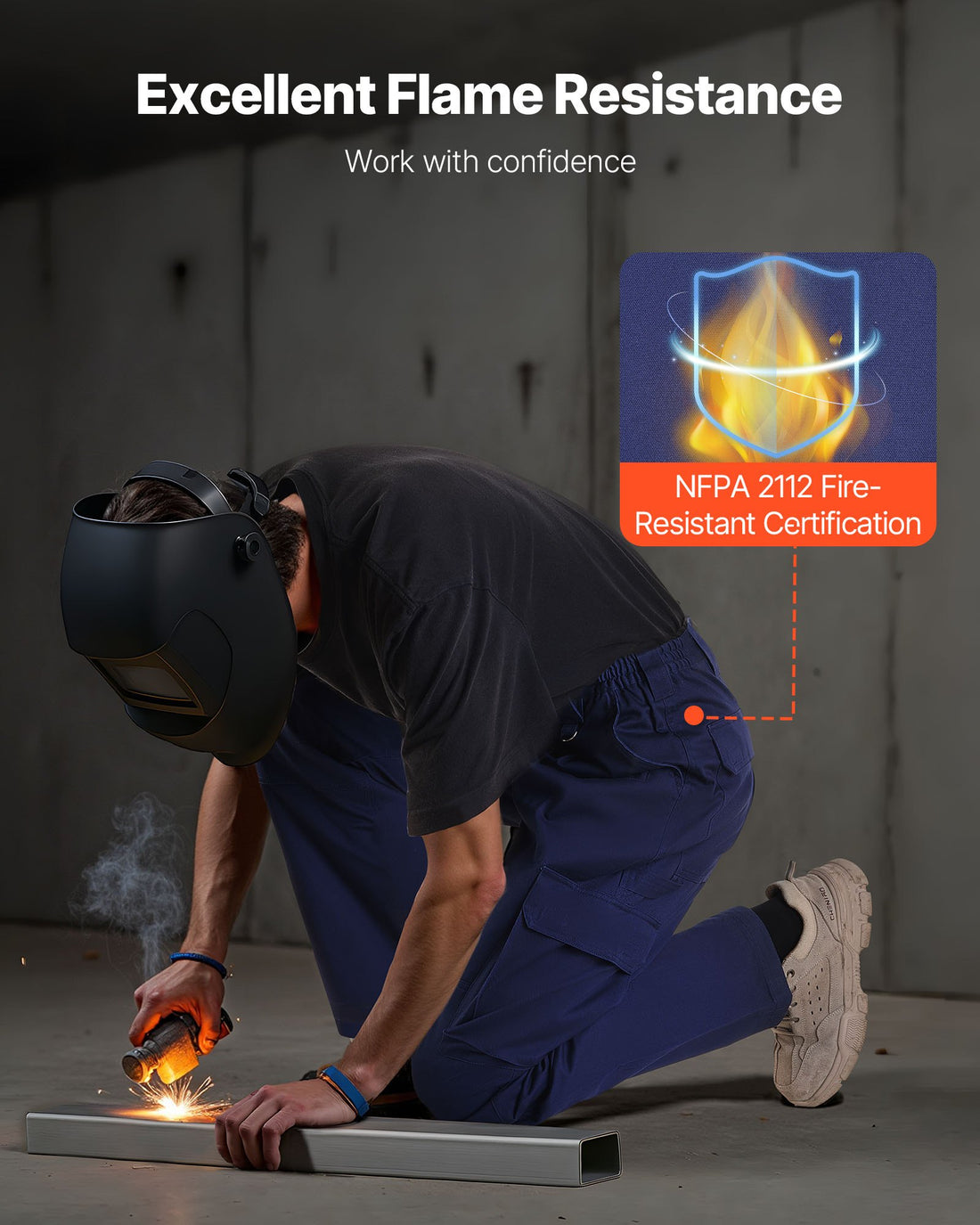 Men's Flame-Resistant Cotton Work Pants with Ergonomic Fit & Pockets - cas7m
