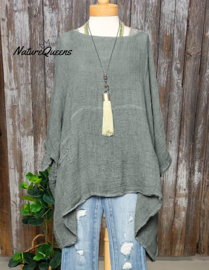Casual Long Sleeve Loose 3D Digital Printing Women Round Neck Pullover T-shirt - cas7m