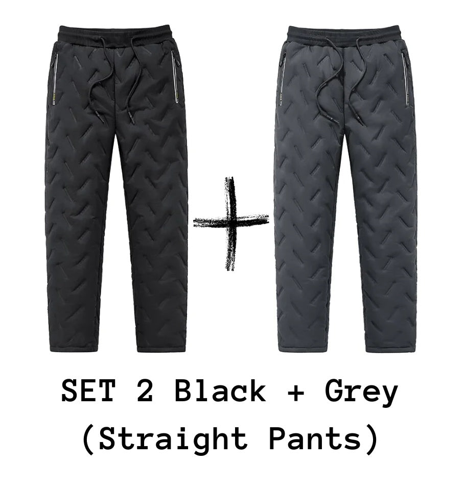 Men's Trousers Winter Velvet Thickening Loose Fleece Pants With Zip Pocket Large Size Windproof Warm Jogging Pants - cas7m
