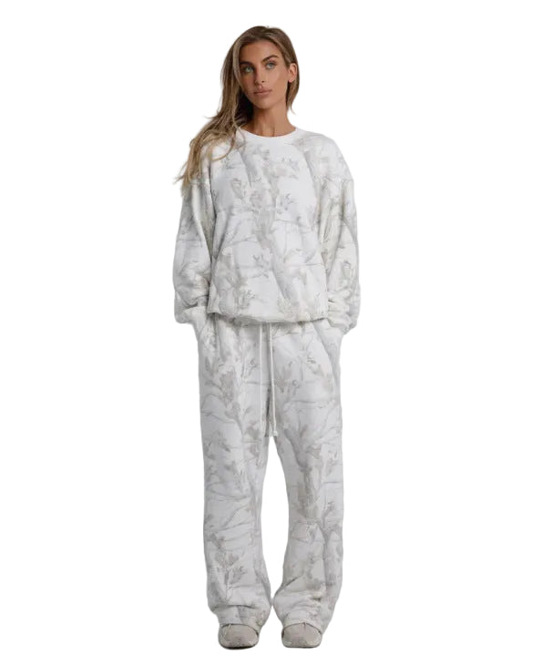 Autumn Winter Two Piece Sets Women Camouflage Hoodie Maple Leaf Print Sweatshirt Suit Sports Hoodie Sportswear - cas7m