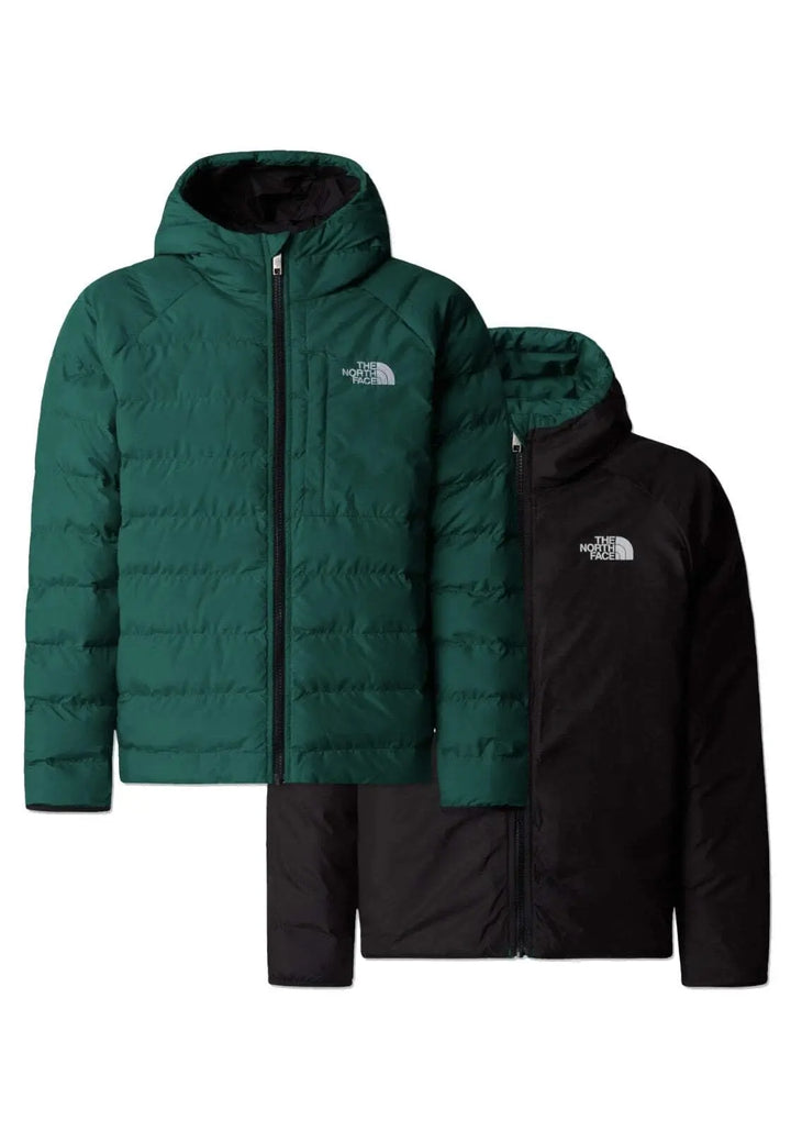 NORTH FACE Boys Reversible Water-Repellent Jacket Evergreen Large