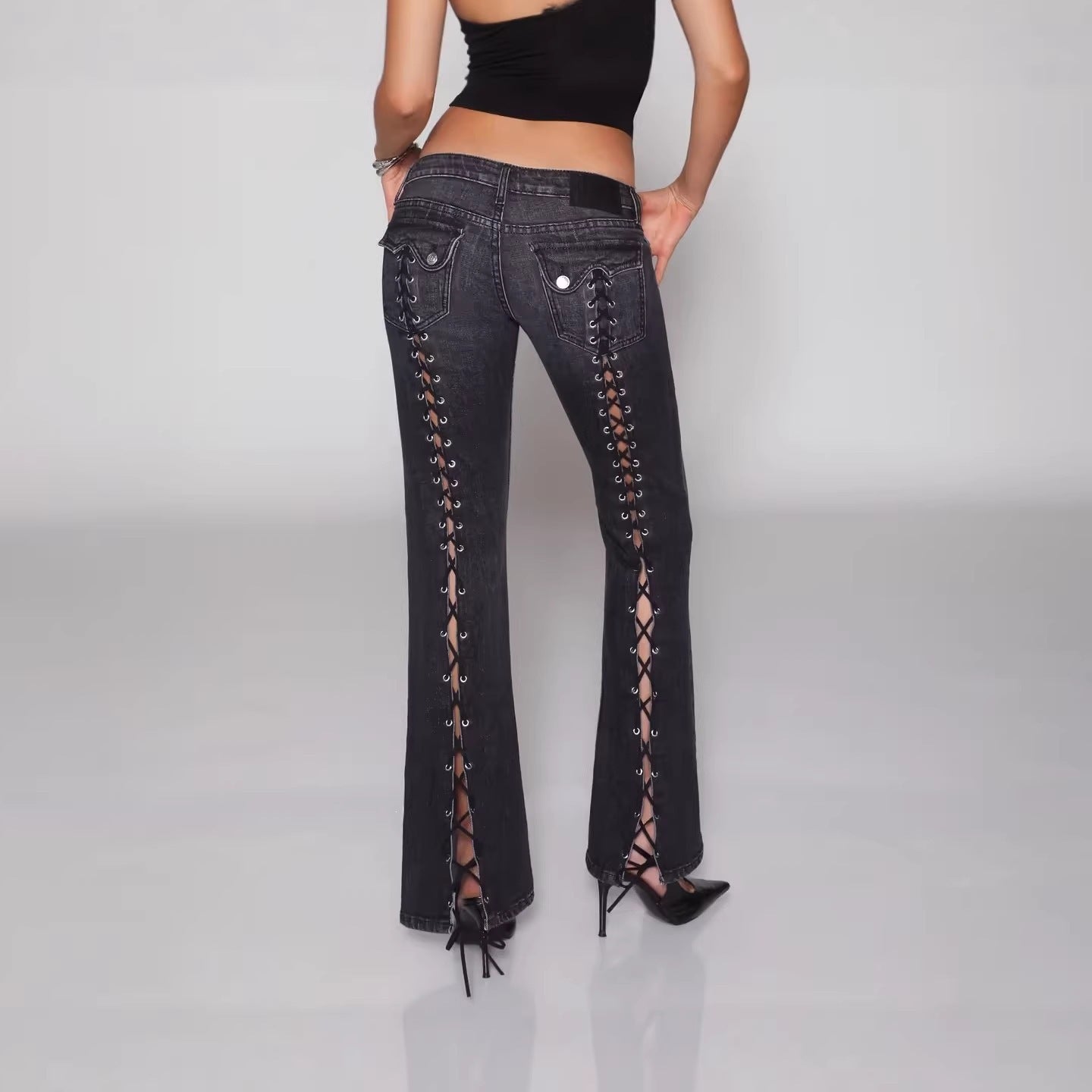 Womens Relaxed-fit Straight-leg Low-rise Bootcut Jeans - cas7m