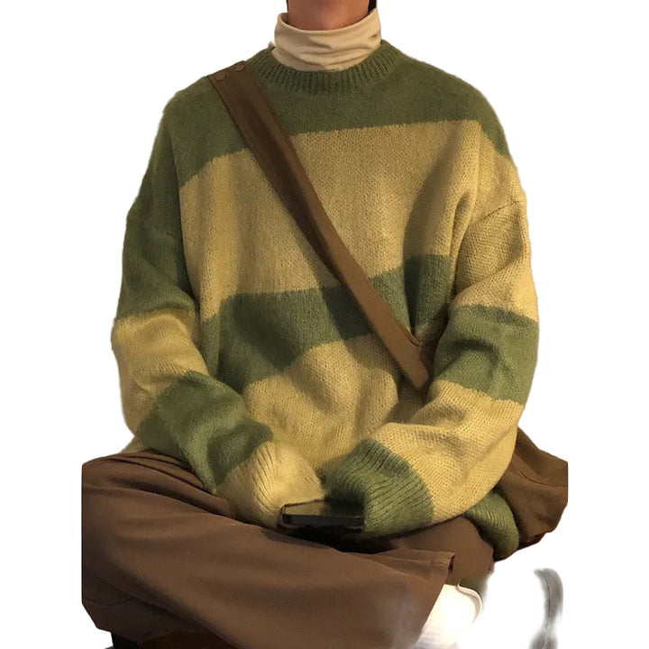 Autumn And Winter Loose American Retro Contrast Color Knitwear - cas7m