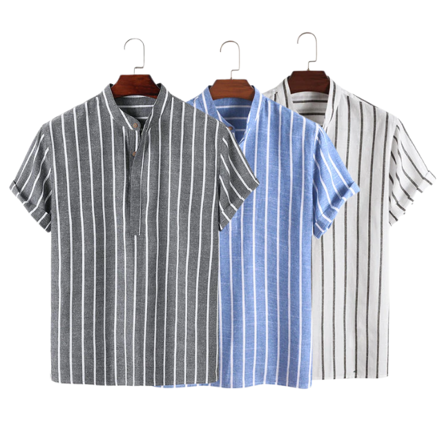 Fashion Striped Casual Men's Shirt Short Sleeve - cas7m