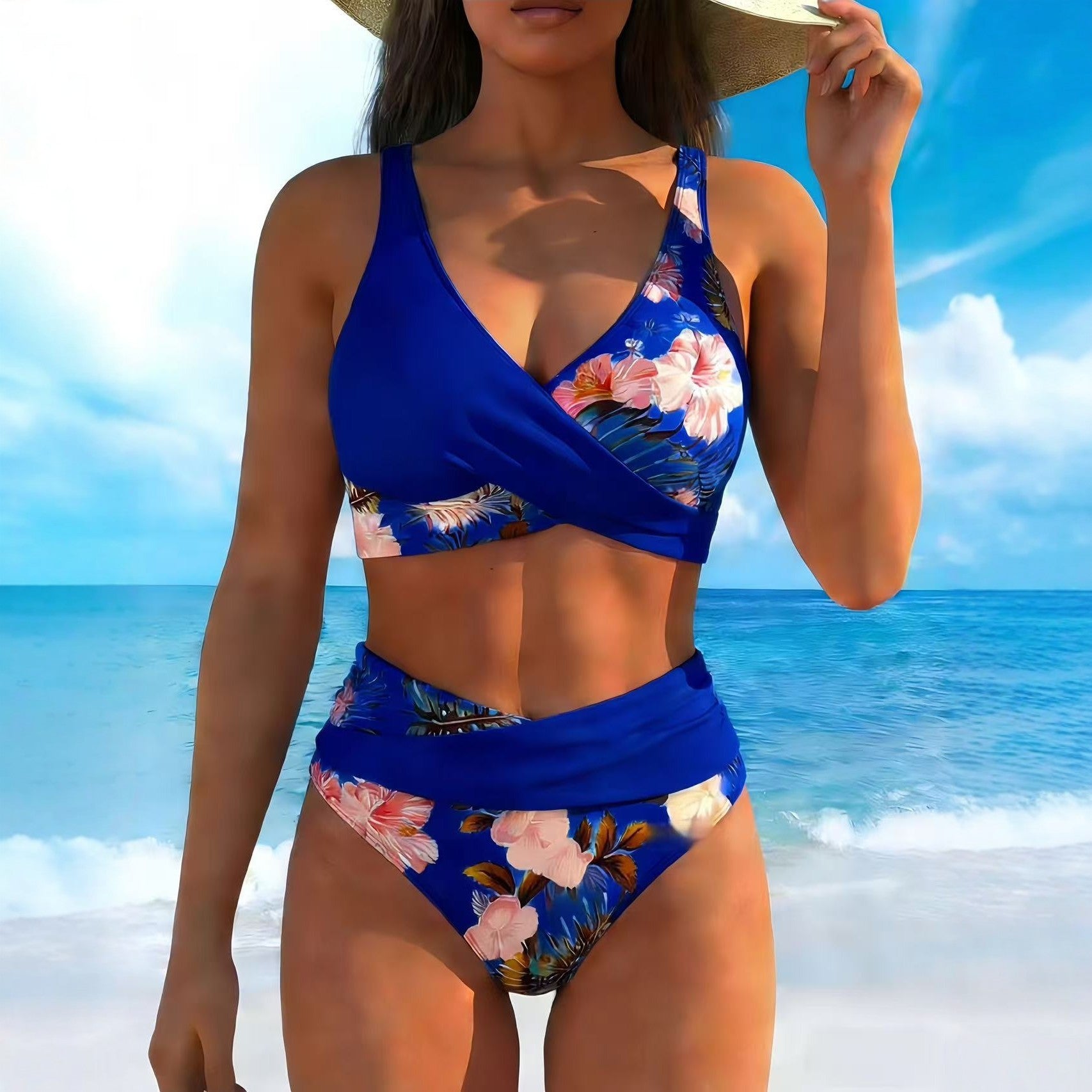 Women's Floral Print Bikini Casual Set - cas7m