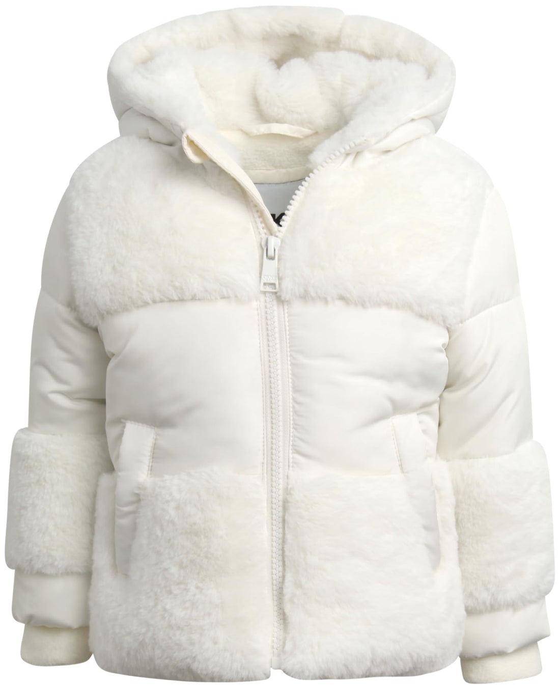 DKNY Baby Girl Quilted Winter Jacket with Fleece Lining - Cream (12M-4T)