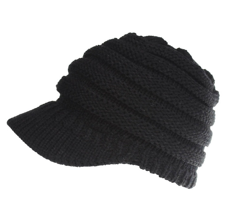 BeanieTail Knit Hat for Stylish Ponytails & Buns - Warm & Versatile - cas7m