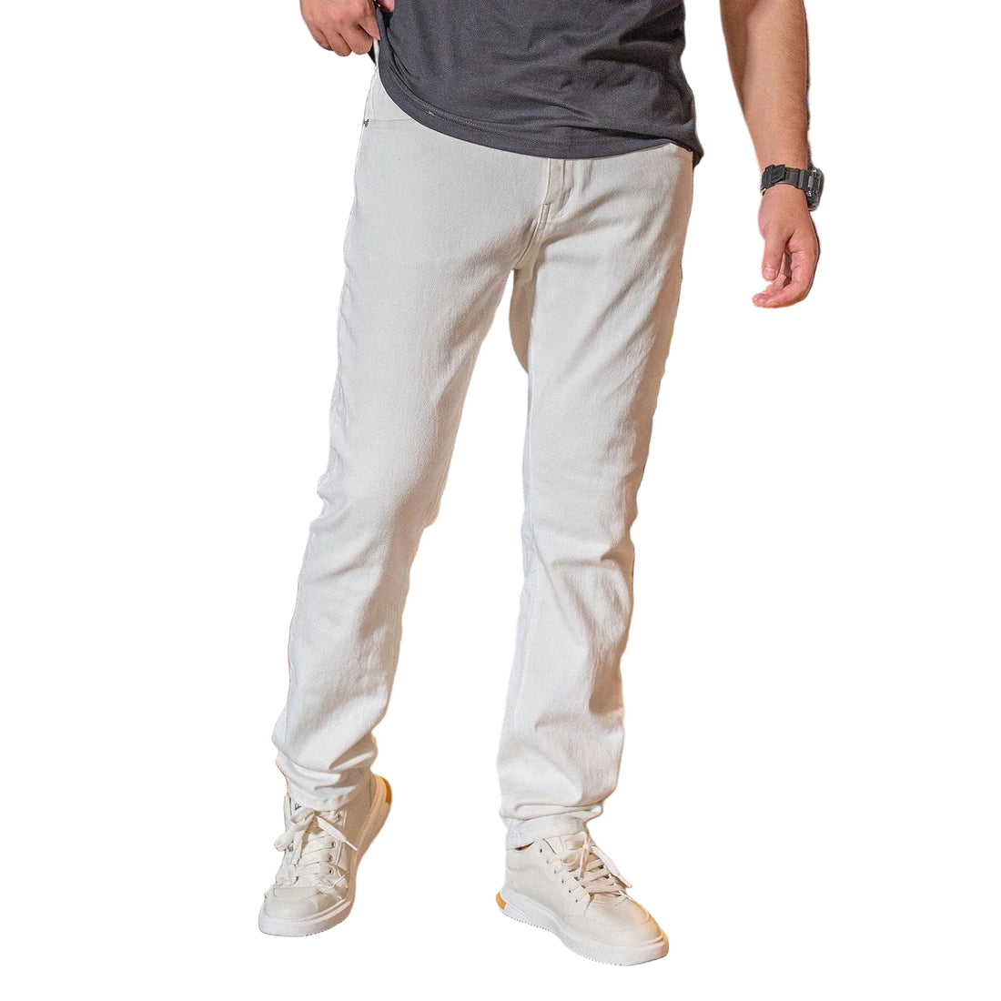 Casual Men's Summer Daily Comfortable Distressed Washed White Jeans Pants