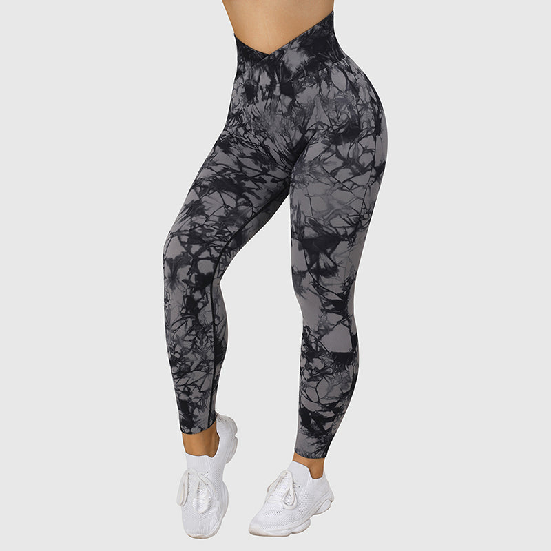 Seamless Tie Dye Leggings Women Yoga Pants Push Up Sport Fitness Running Gym Leggings - cas7m