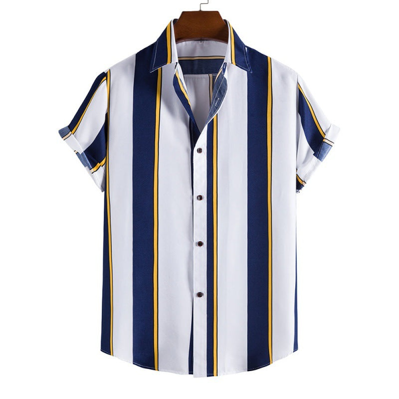 New Men's Casual Striped Short Sleeve Shirt - cas7m