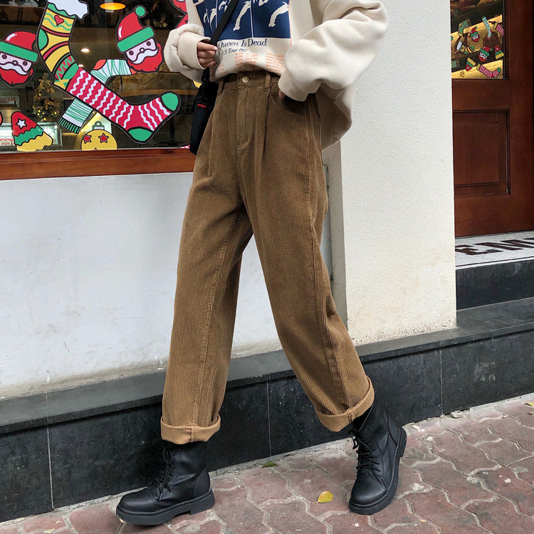 Korean Style Corduroy Casual Pants - cas7m