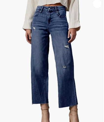 Women's High Waisted Loose Jeans - cas7m