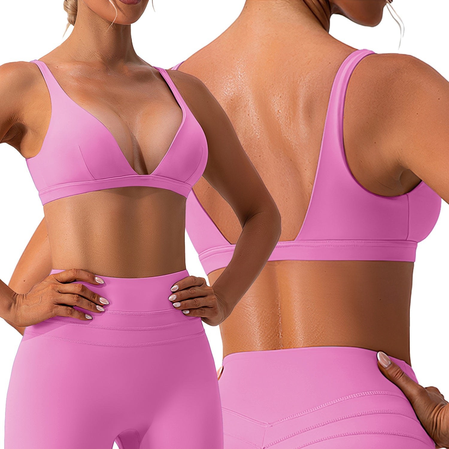 Sexy V-Neck U-Back Breathable Sports Bra - 5 Colors, S-XL - cas7m