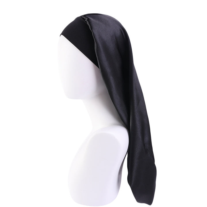 Women's Elastic Wide-brimmed Satin Long Tube Nightcap - cas7m
