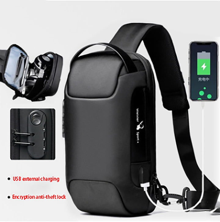 Waterproof USB Anti-theft Bag Men Oxford Crossbody Shoulder Bag Sling Multifunction Short Travel Messenger Chest Pack - cas7m