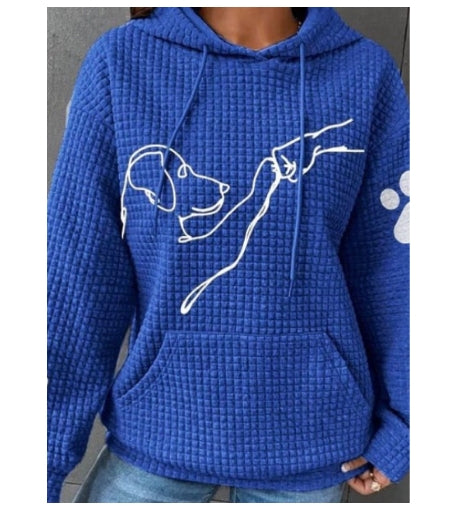 Waffle Hoodie Winter New Hooded Dog Printed Sweater Women - cas7m