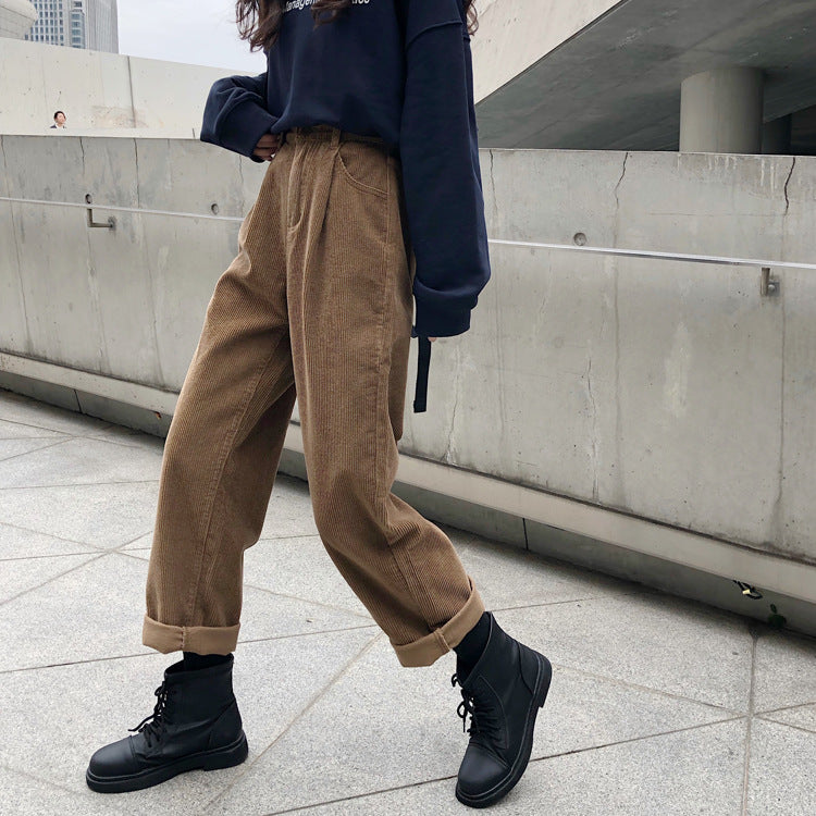 Korean Style Corduroy Casual Pants - cas7m